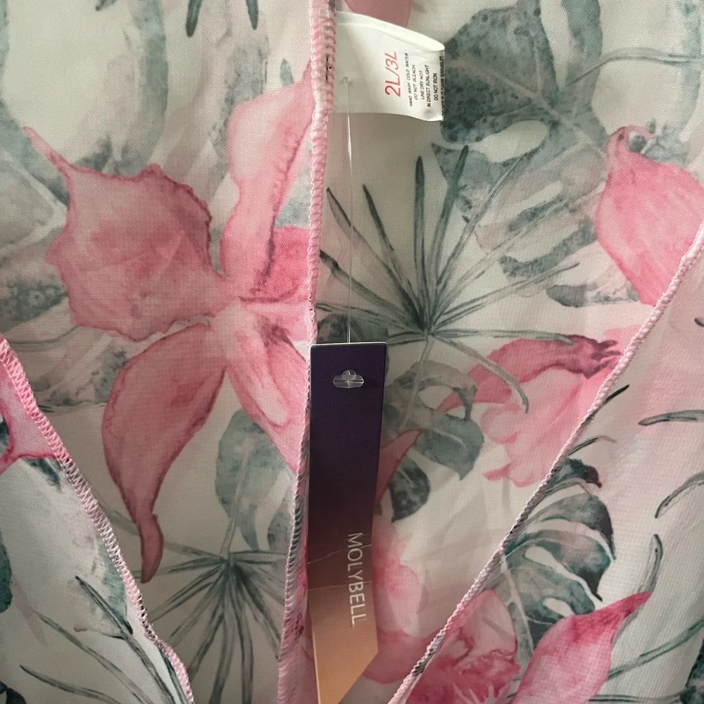 Tropical Floral Kimono/coverup with Pom Pom fringe